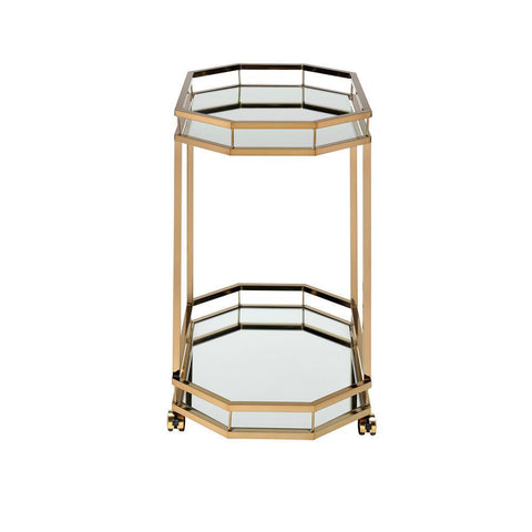 ACME Lacole Serving Cart, Champagne & Mirror 98197