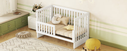 Convertible Crib with Changing Table, White