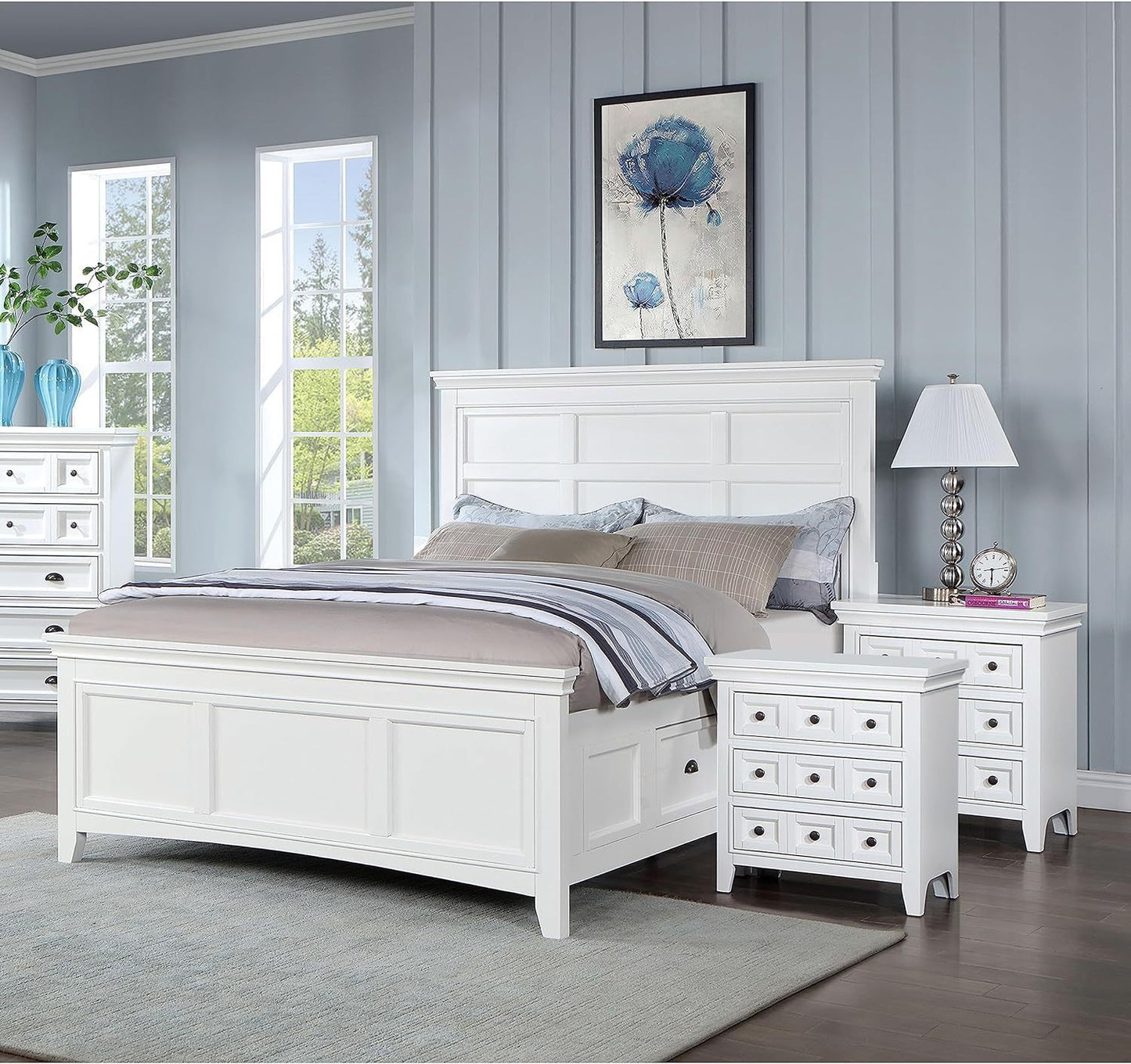 Transitional Style White Color Solid wood 1pc Nightstand Only Bedroom Furniture Bedside Table Round Knobs 3-Drawers Nightstand