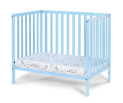 Palmer 3-in-1 Convertible Mini Crib Baby Blue w/ mattress pad