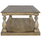 U_STYLE Rustic Floor Shelf Coffee Table with Storage,Solid Pine Wood (As same As WF287269AAD)