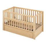 Convertible Crib/Full Size Bed with Drawers and 3 Height Options, Natural