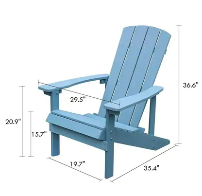 Patio Hips Plastic Adirondack Chair Lounger Weather Resistant Furniture for Lawn Balcony in Lake Blue (2-Pack)