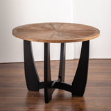 39.37 "Retro Patchwork Round Coffee Table with Scattered Pattern Tabletop and Crossed Cedar Legs