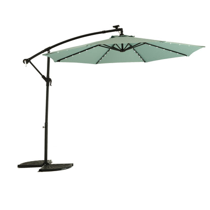 10ft Solar LED Offset Hanging Market Patio Umbrella  ( Light green )