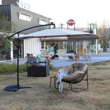 10ft Solar LED Offset Hanging Market Patio Umbrella  ( khaki )