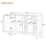 TREXM Sideboard with Glass Doors, 3 Door Mirrored Buffet Cabinet with Silver Handle for Living Room, Hallway, Dining Room (Champagne Gold)