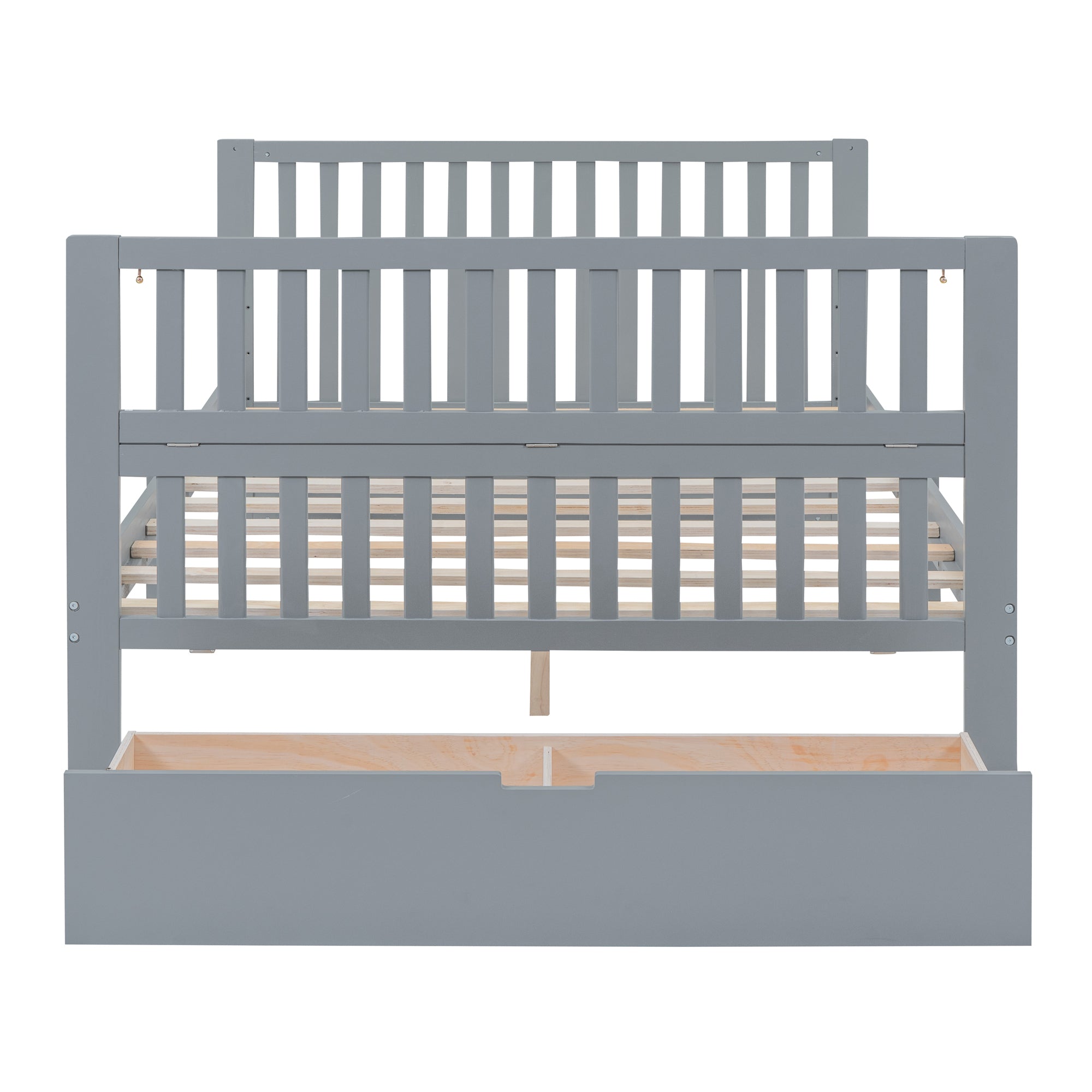 Convertible Crib/Full Size Bed with Drawers and 3 Height Options, Gray