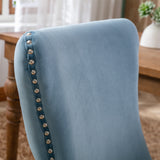 A&A Furniture,Upholstered Wing-Back Dining Chair with Backstitching Nailhead Trim and Solid Wood Legs,Set of 2, Light Blue,SW8809LB, KD