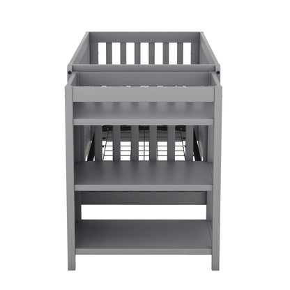 Convertible Crib with Changing Table, Gray