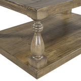 U_STYLE Rustic Floor Shelf Coffee Table with Storage,Solid Pine Wood (As same As WF287269AAD)