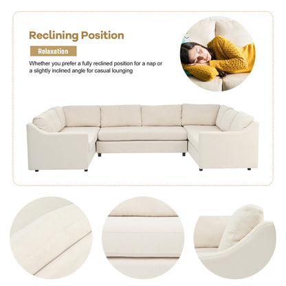 U_Style 3 Pieces Upholstered U-Shaped Large Sectional Sofa with Thick Seat and Back cushions