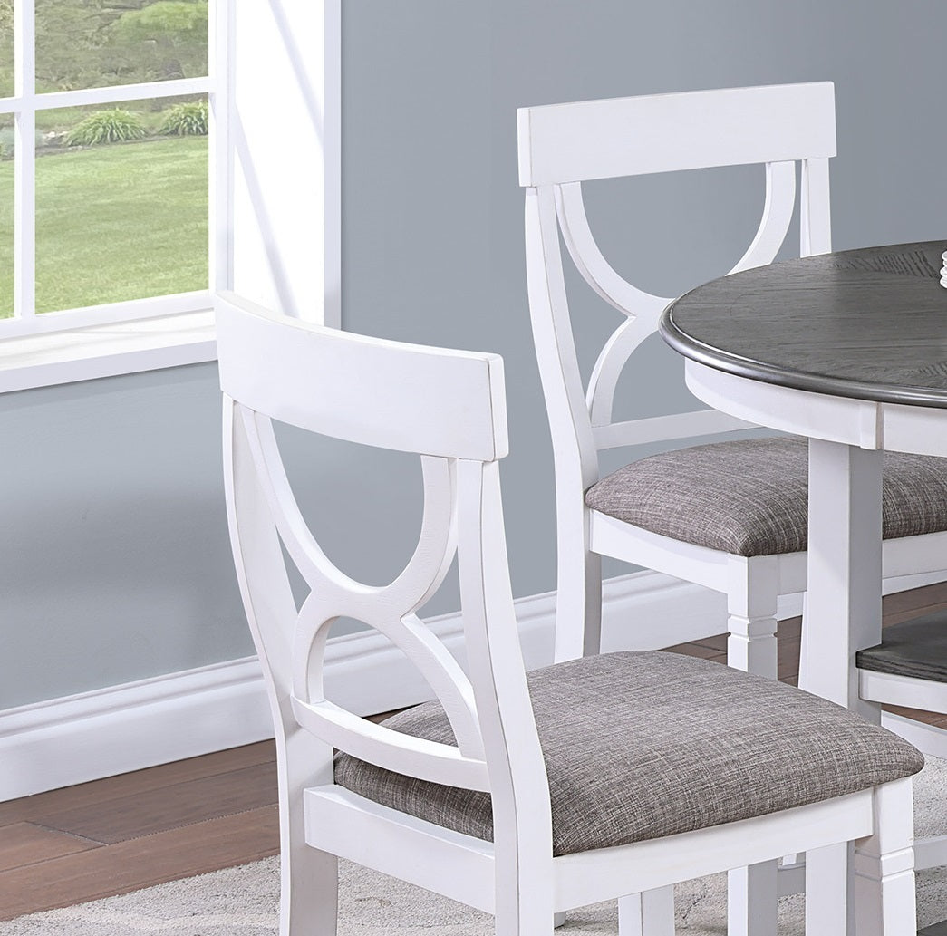 Counter Height Dining Table w Storage Shelve 4x Chairs Padded Seat Unique Design Back 5pc Dining Set White Color