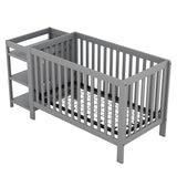 Convertible Crib with Changing Table, Gray