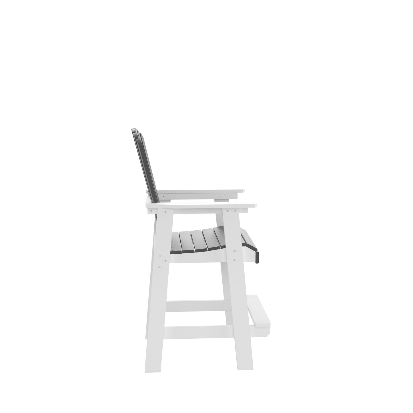 HDPE Bar Chair, Outdoor Tall Adirondack Chairs Set of 2, Patio Bar Stool Chair with High Back White + Gray, Set of 2