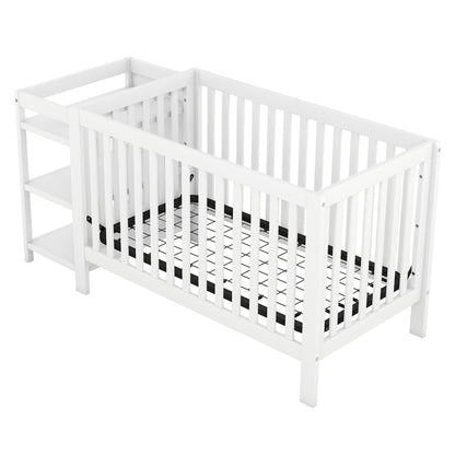 Convertible Crib with Changing Table, White