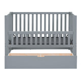 Crib with Drawers and 3 Height Options, Gray