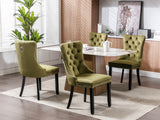 Nikki Collection Modern, High-end Tufted Solid Wood Contemporary Velvet Upholstered Dining Chair with Wood Legs Nailhead Trim 2-Pcs Set,Olive-Green,SW2001OL