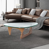 Light walnut Triangle coffee table Wood Base for living room