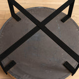 31.29"Modern Retro Splicing Round Coffee Table ,  Fir Wood Table Top with Cross Legs Metal Base(Same SKU:W757123560)