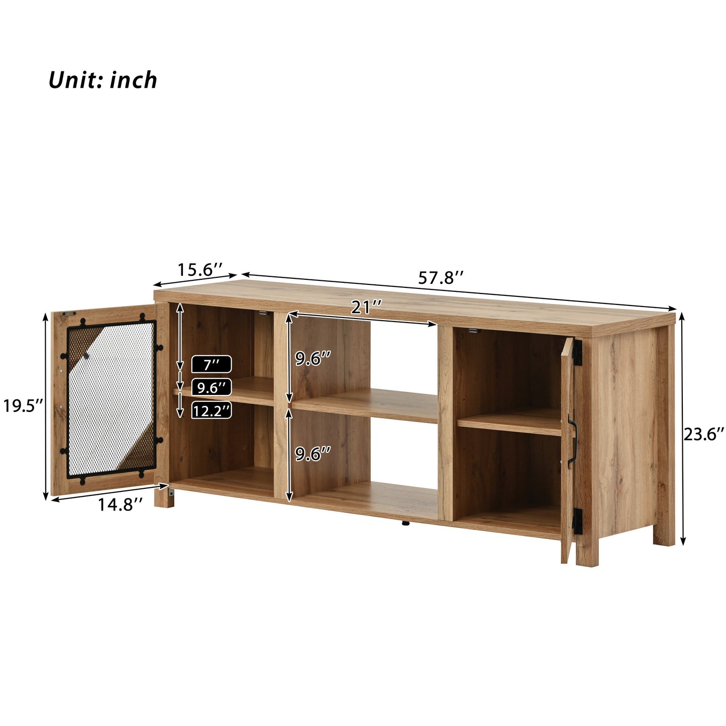 Modern TV Stand for 65'' TV with Large Storage Space, 3 Levels Adjustable shelves, Magnetic Cabinet Door, Entertainment Center for Living Room, Bedroom