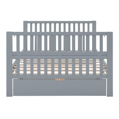 Convertible Crib/Full Size Bed with Drawers and 3 Height Options, Gray