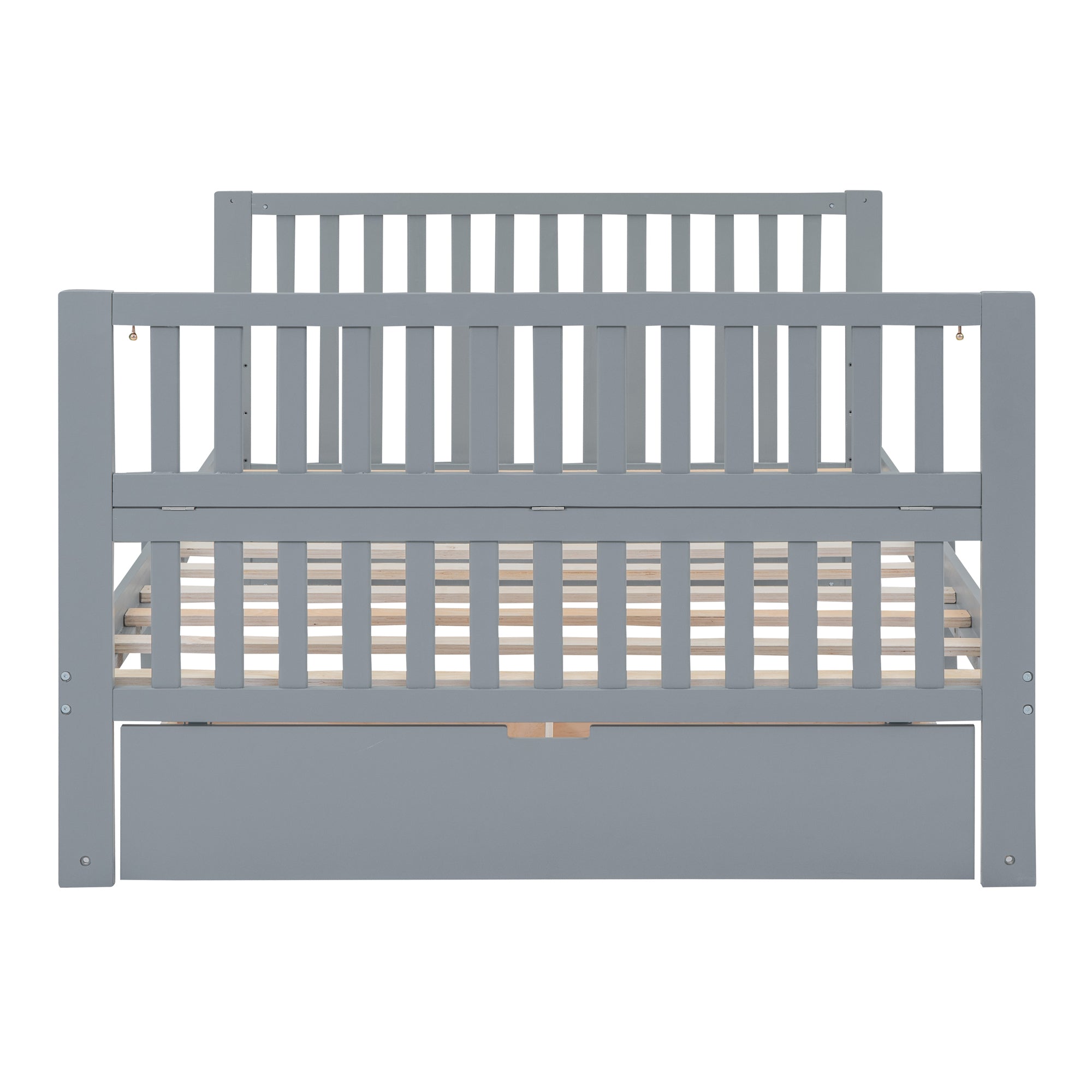 Convertible Crib/Full Size Bed with Drawers and 3 Height Options, Gray