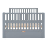 Convertible Crib/Full Size Bed with Drawers and 3 Height Options, Gray