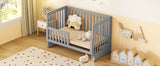 Convertible Crib with Changing Table, Gray