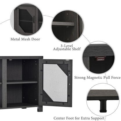 Modern TV Stand for 65'' TV with Large Storage Space, 3 Levels Adjustable shelves, Magnetic Cabinet Door, Entertainment Center for Living Room, Bedroom