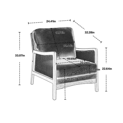 COOLMORE Wood Frame Armchair,  Modern Accent Chair Lounge Chair for Living Room