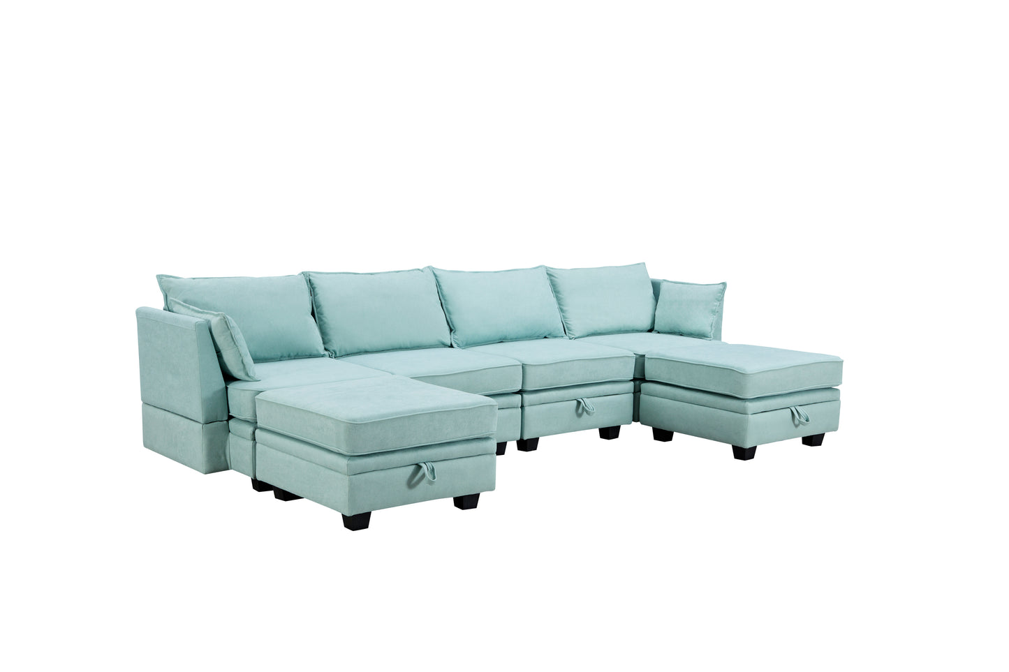 U_Style Modern Large U-Shape Modular Sectional Sofa,  Convertible Sofa Bed with Reversible Chaise for Living Room, Storage Seat