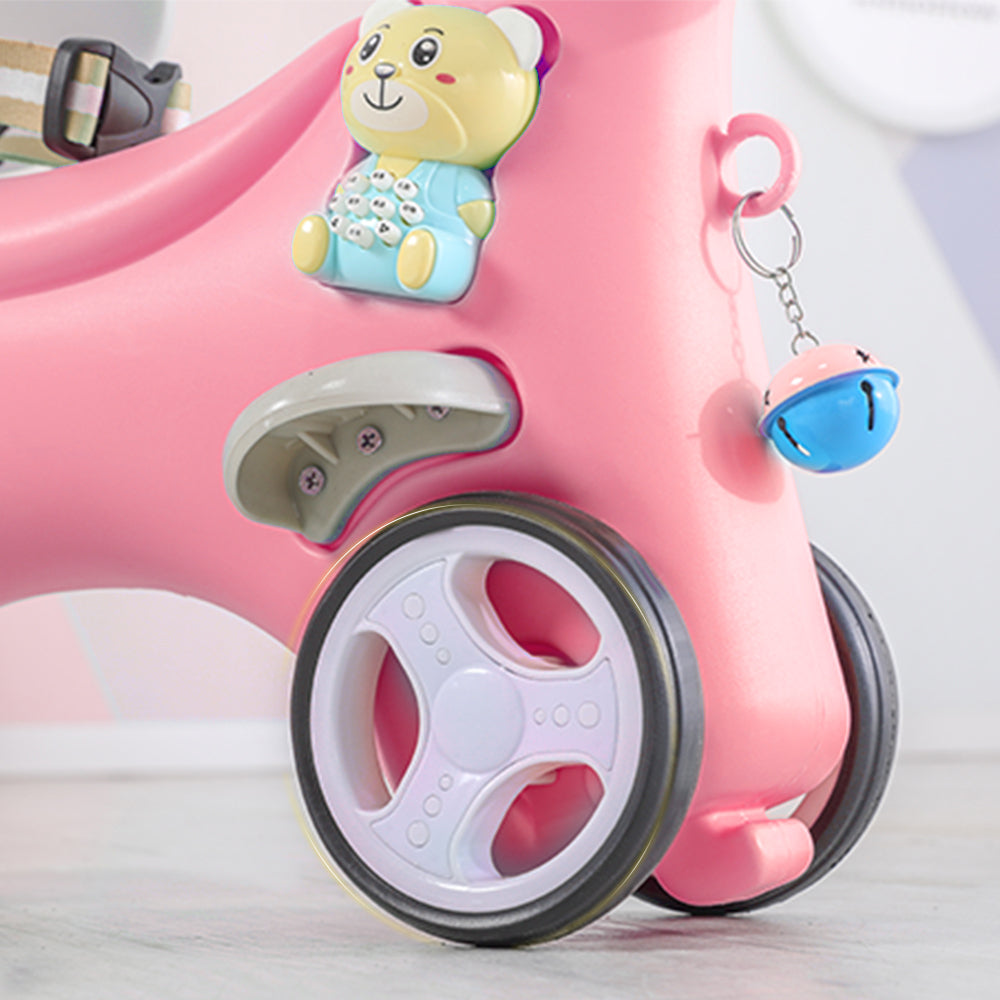 Rocking Horse for Toddlers , Balance Bike Ride On Toys with Push Handle, Backrest and Balance Board for Baby Girl and Boy, Unicorn Kids Riding Birthday (Pink)