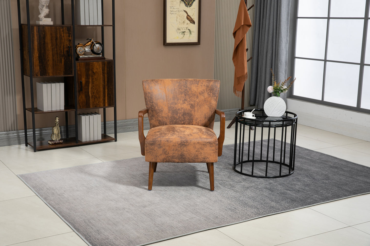 COOLMORE Wood Frame Armchair,  Modern Accent Chair Lounge Chair for Living Room