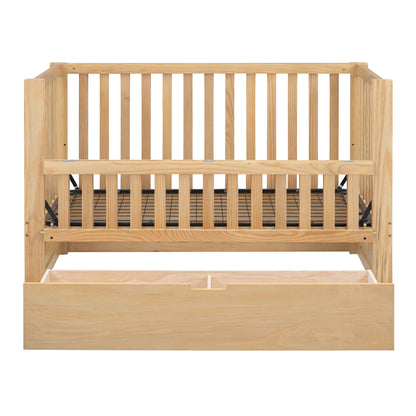 Convertible Crib/Full Size Bed with Drawers and 3 Height Options, Natural