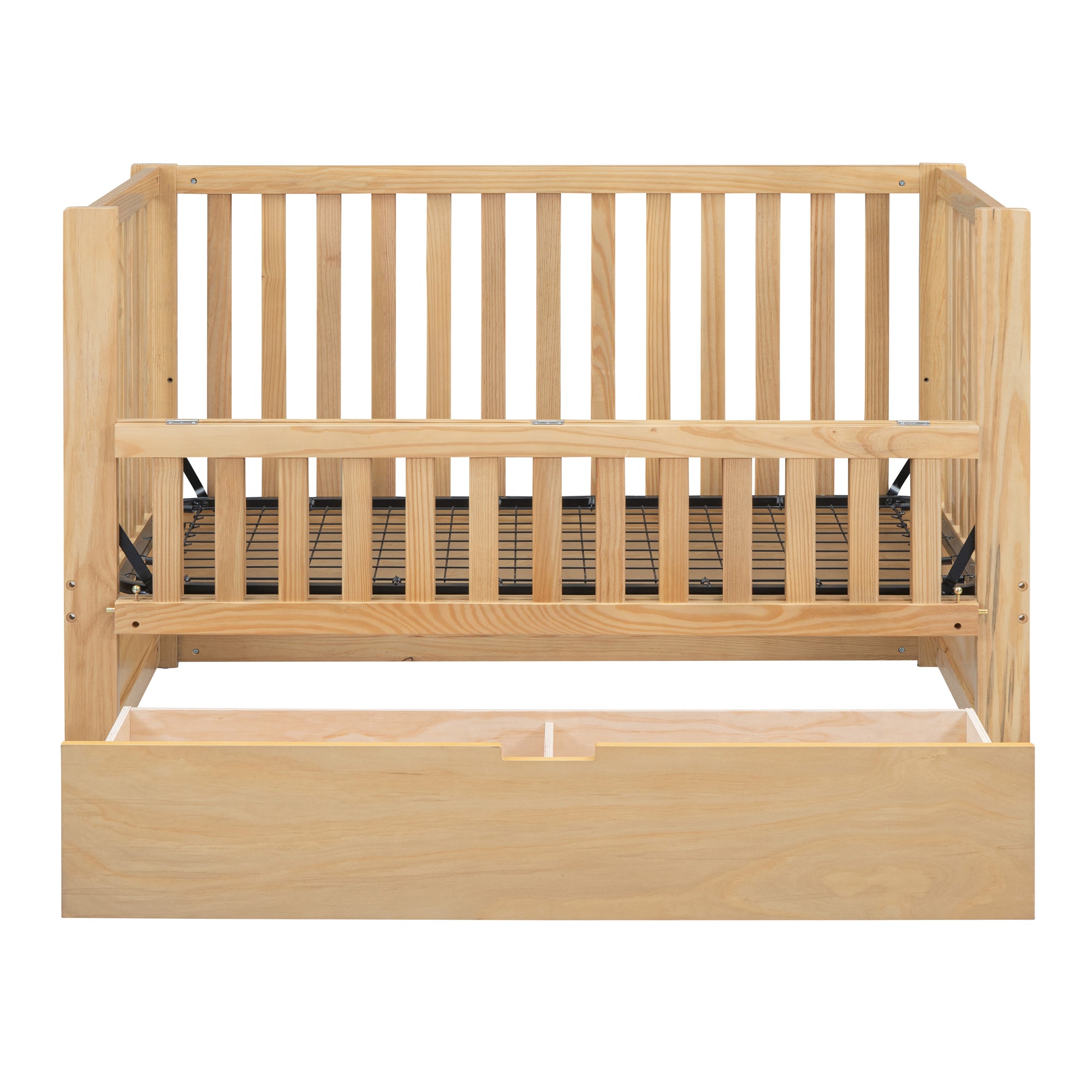 Convertible Crib/Full Size Bed with Drawers and 3 Height Options, Natural