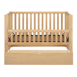 Convertible Crib/Full Size Bed with Drawers and 3 Height Options, Natural