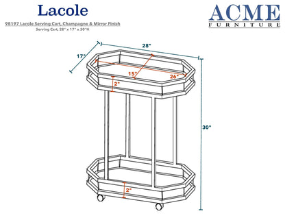 ACME Lacole Serving Cart, Champagne & Mirror 98197