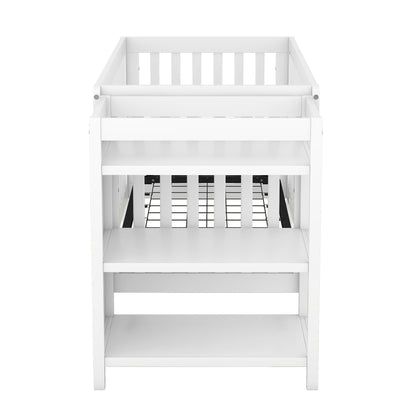 Convertible Crib/Full Size Bed with Changing Table, White