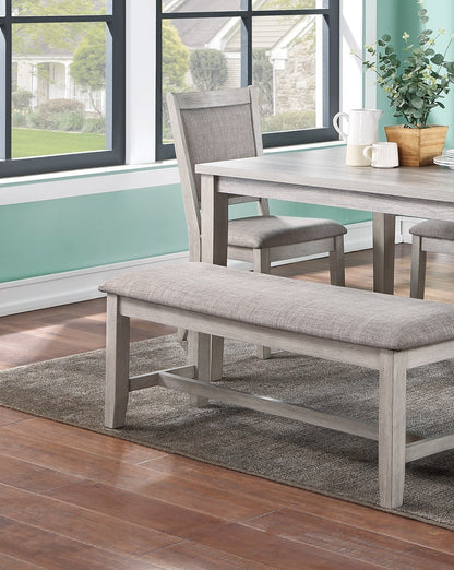 Contemporary Dining 6pc Set Table w 4x Side Chairs And Bench Natural Finish Padded Cushion Seats Chairs Rectangular Dining Table Dining Room Furniture