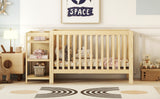 Convertible Crib with Changing Table, Natural