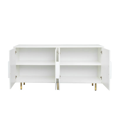 Sideboard Buffet Cabinet with Storage Modern Storage Cabinets with 4 Doors with Handle for Living Room Dining Room Entryway, White