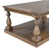 U_STYLE Rustic Floor Shelf Coffee Table with Storage,Solid Pine Wood (As same As WF287269AAE)