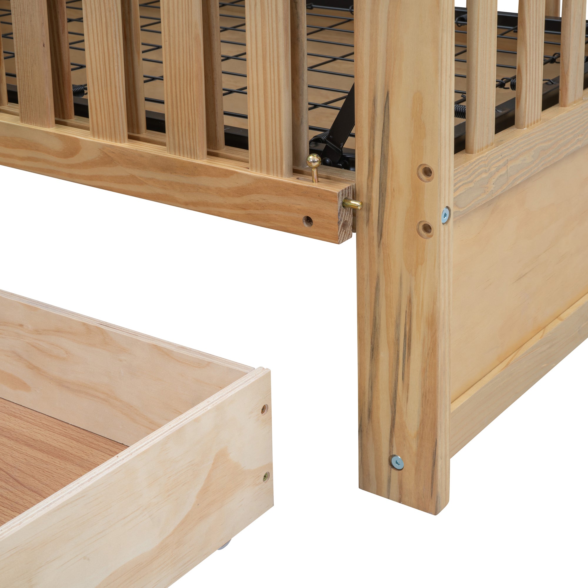 Crib with Drawers and 3 Height Options, Natural