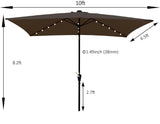 10 x 6.5t Rectangular Patio Umbrella Solar LED Lighted Outdoor Market Table Waterproof Umbrellas Sunshade with Crank and Push Button Tilt for Garden Deck Backyard Pool Shade Outside Deck Swimming Pool