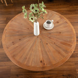 39.37 "Retro Patchwork Round Coffee Table with Scattered Pattern Tabletop and Crossed Cedar Legs