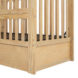 Convertible Crib/Full Size Bed with Drawers and 3 Height Options, Natural