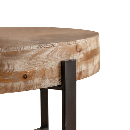 31.29"Modern Retro Splicing Round Coffee Table ,  Fir Wood Table Top with Cross Legs Metal Base(Same SKU:W757123560)