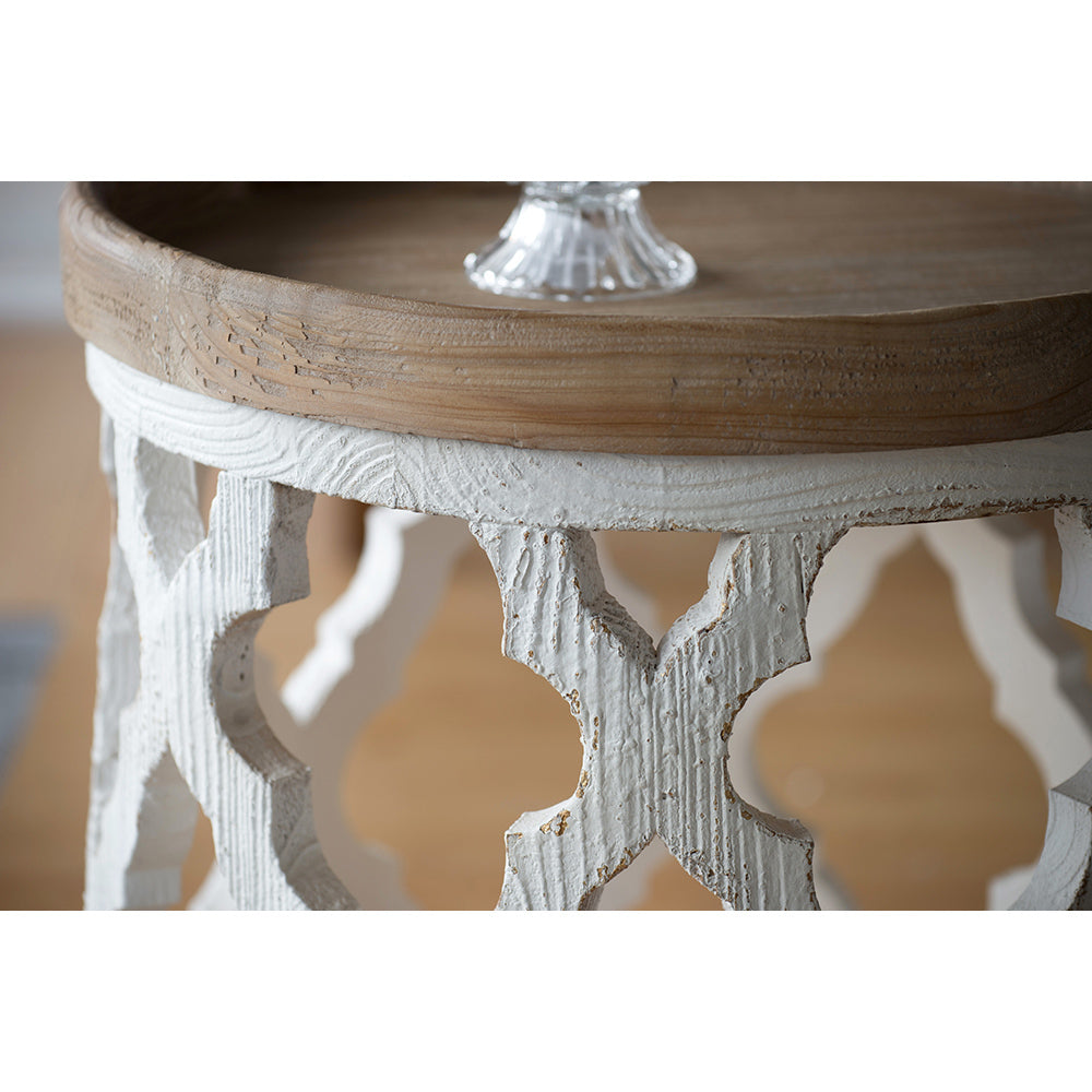 23" Large Distressed White Side Table