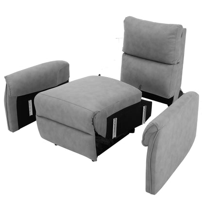 Electric Power Recliner Chair,Upholstered Foam Lounge Single Sofa,Reclining Chair with USB Charging Ports,Home Theater Seating, Living Room Bedroom, Gray